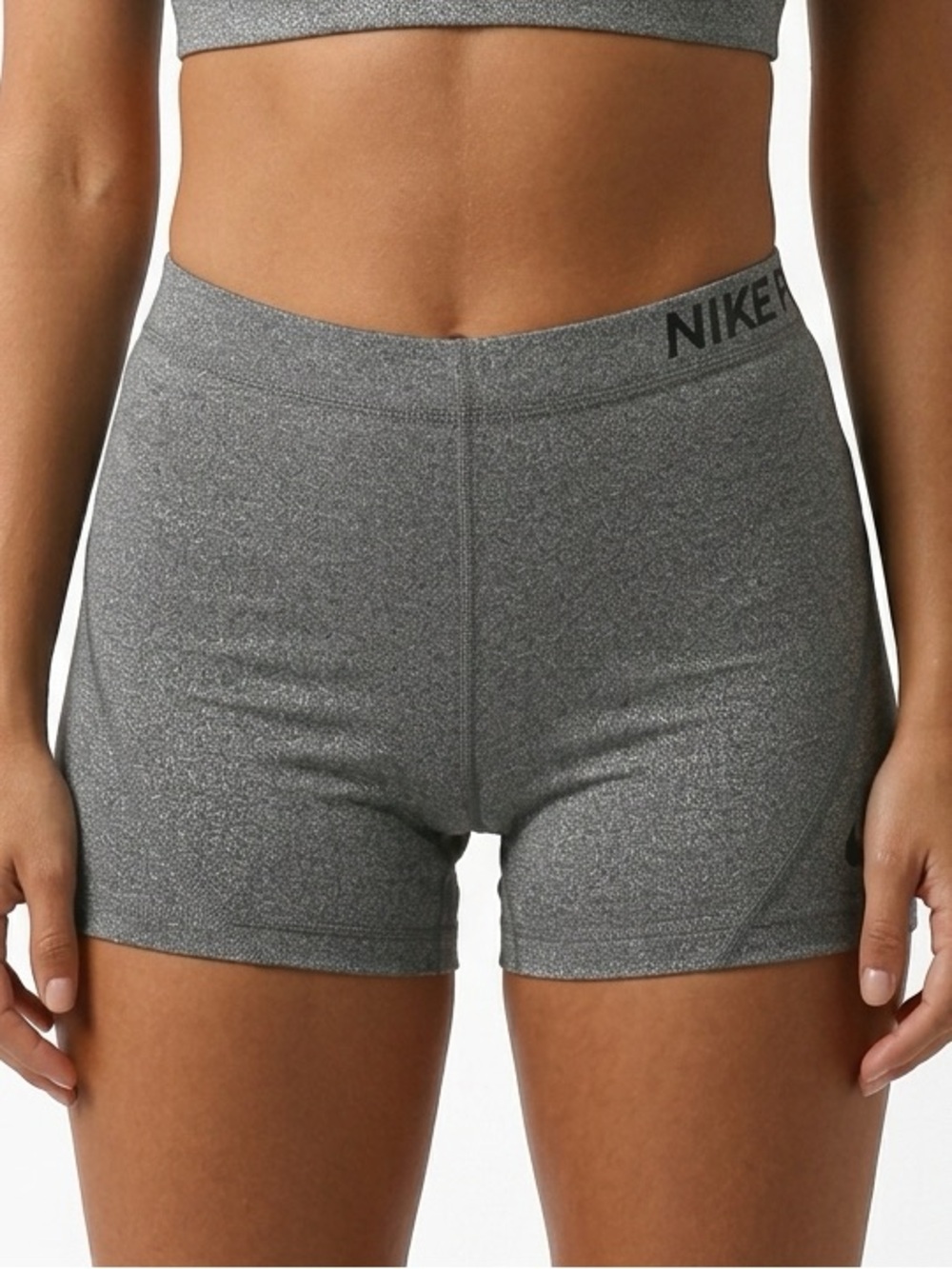 NIKE PRO | Gray Heather High-Rise Fitted Dri-Fit Shorts Women’s Size X-Large